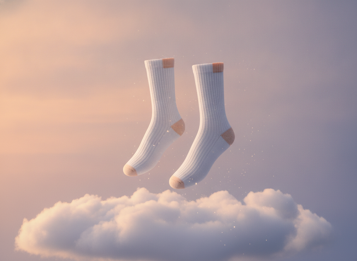 Calcetines Nubi descansando sobre una nube al atardecer